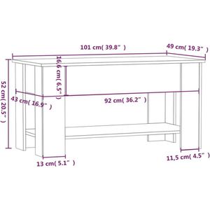 VidaXL Salontafel 101x49x52 cm Bewerkt Hout Betongrijs