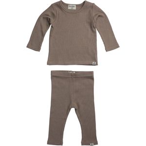 BAKIMO Baby & Kids Loungewear - Biologisch Bamboe Katoen - Ribstof set broek en trui - Silver Sage / Groen Grijs - 110/116