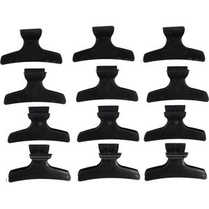 Haarsoires Styling Tool Afdeelklemmen – 9,5 cm – Kunststof Kappersklemmen – Zwart – Set van 12