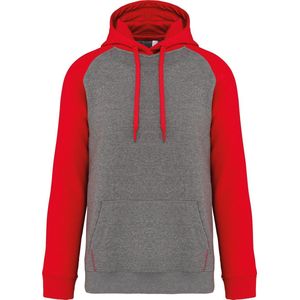 Tweekleurige hoodie met capuchon 'Proact' Grey Heather/Red - M