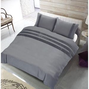 Hotel Home Collection - Dekbedovertrek - Devon - 140x200/220 +1*60x70 cm - Zilver Grijs