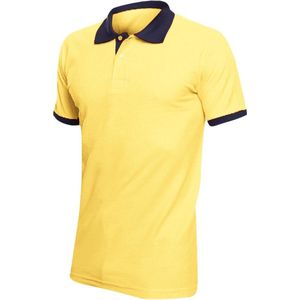 SOLS Prins Unisex Contrast Pique Korte Mouw Katoenen Poloshirt (Citroen/Franse marine)