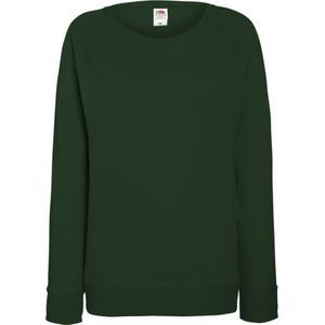 Fruit OF The Loom Dames Getailleerd lichtgewicht raglan sweatshirt (240 GSM) (Bottle Groen)