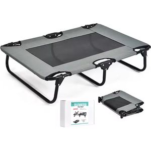 TOPMAST STRETCHER - HONDENSTRETCHER HONDENBED OUTDOOR - 89 X 61 CM - Antraciet - Luchtdoorlatend