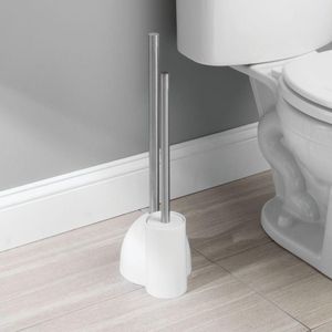 Badwerken Toilet Bowl Borstel-Plunjer Combo Wit/Geborsteld Roestvrij Staal