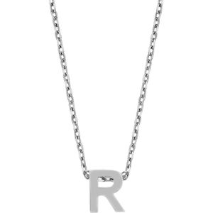 Cadeau voor haar New Bling 9NB 907R Zilveren Ketting Dames - letterhanger - R - Initiaal sieraad - Zilverkleurig