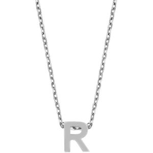 Cadeau voor haar New Bling 9NB 907R Zilveren Ketting Dames - letterhanger - R - Zilverkleurig