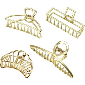 Metalen haarspelden - 4 stuks grote banaan haarspelden met sterke grip - haarclips haaraccessoires voor vrouwen en meisjes met metallic finish