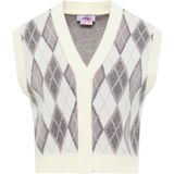 MYMO - Gebreide Bodywarmer - Donkergrijs / Grijs Gemêleerd / Offwhite