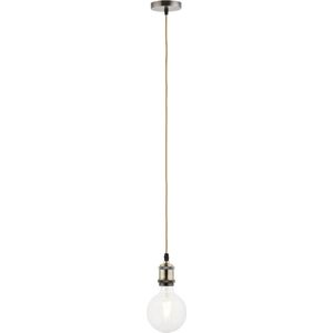 Pendel Brons - Inclusief Lichtbron Helder - Vintage - 1.5m Snoer - Met Plafondkap