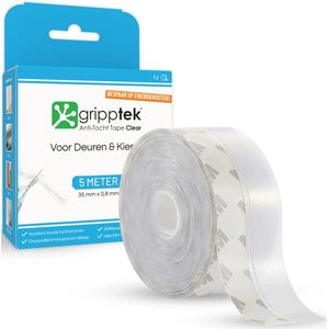 GrippTek® Anti-Tocht Tape Clear - 5 Meter x 35 mm - Tochtstrips voor Deuren - Zelfklevend - Isolerend - Tochtstopper - Tochtrol - Tochtband - Tochtwering - Hoogwaardig Siliconen - Transparant