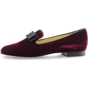 Werner Kern Ava Loafers Dames - Bordeaux Rood Fluweel - Velvet Damesschoenen - Instappers - Sierstrik - Nette Schoenen - Werner Kern Ballerinas - Rood - 42