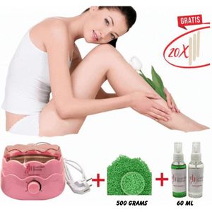 Guardian Beauty Wax Warmer - Ontharingset - Roze - 500g Aloe Harde Wasbonen - 60ml Pre en Na Wax Spray - Met Gratis 20 stuks Spatels