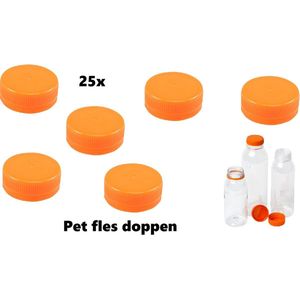 25x Oranje dop voor PET flesje - LET OP DIT ZIJN ALLEEN DOPPEN - jus d orange drink fles vruchten sap limonade drank