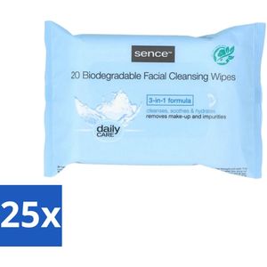 Sence - Normale Huid - Gezichtsreinigingsdoekjes - Mild Reinigend - 20 Doekjes - Bulkverpakking - 25 stuks