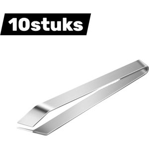 10-delige - Visgraatpincet - Pincettang van roestvrij staal - Plat blad - Geschikt voor keukenverwijderingsclips - Zilver