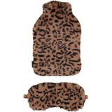 Superzachte fluffy cheetah/luipaard print warmwaterkruik en slaapmasker cadeau set bruin - 30 x 20 cm