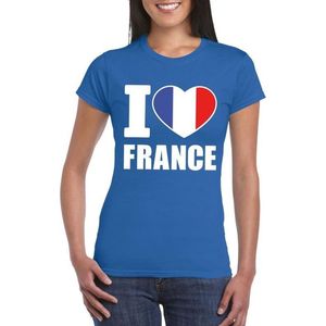 Blauw I love France supporter shirt dames - Frankrijk t-shirt dames M