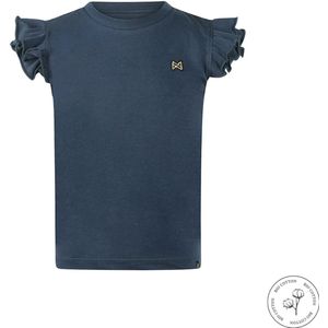 Koko Noko - Bio Cotton - T-shirt Korte Mouw met roesjes - Meisjes - Navy - Maat 92