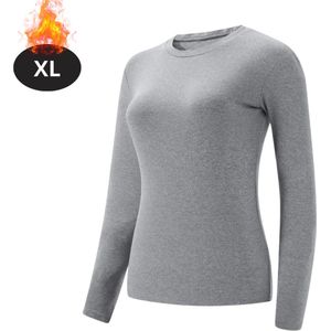 Nivard Thermokleding Dames - Thermoshirt - Polyester - Winter - Lange Mouwen - Lichtgrijs - XL