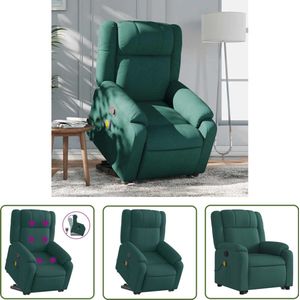 vidaXL Massagestoel - Stapelstoelen - Sta-op-massagestoel verstelbaar stof donkergroen - Elektrisch Bedienbare Stoel - Ergonomische Stoel - Relaxfauteuil