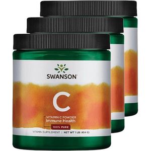 Swanson | Vitamine C Poeder | 3 stuks | 3 x 454 gram