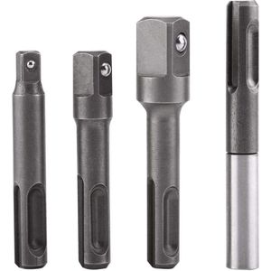 Adapter Set 4 stuks SDS Plus - Hex Socket - 1/4 ""3/8"" 1/2 ""Vierkante Impact Socket Extension Connector Power Drill Bit Adapter .