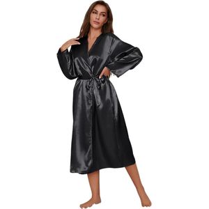 Livano Satijnen Badjas Dames - Kimono - Kamerjas - Satijn - Ochtendjas - Pyjama - Maat M