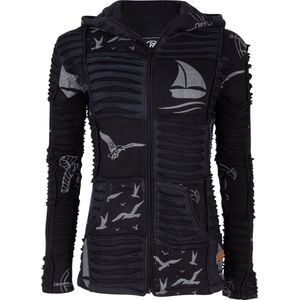 Dames Vest van Katoen met Polyester Fleece voering en vaste capuchon - SHAKALOHA - W Seabreeze BlackGrey XXL.
