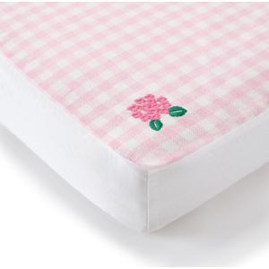 Vos&Bos Ramie Cooling Geborduurde Zomer Baby Hoeslaken voor Ledikant 60x120cm - Petal Pink