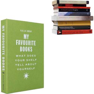 Selfshelf - Zwevende boekenplank - Linnen - Groen - My favourite books - L 22,5 x B 15,5 x H 3,5 cm
