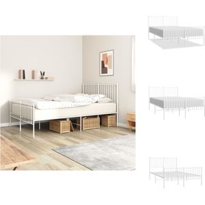 vidaXL Bedframe Classic - Metalen - 196 x 142 x 90.5 cm - Robuust - Wit - Bed