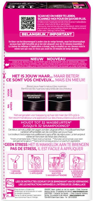 L'Oréal - Casting Crème Gloss - Haarkleuring - 100 Zwart - 2 x Voordeelverpakking