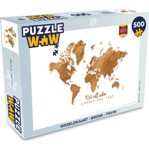 Puzzel Wereldkaart - Brons - Touw - Legpuzzel - Puzzel 500 stukjes