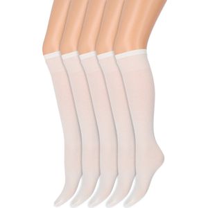 Katoenen kniekousjes | Merk: Marianne | Maat: One Size | Kleur: Wit | 5 Paar