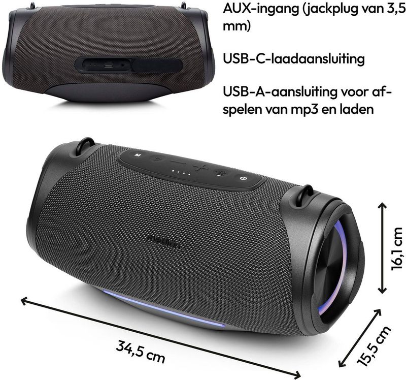 Medion - LIFE P61762 - Draagbare Bluetooth-luidspreker - Zwart - Bluetooth