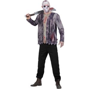 Smiffy's - Horror Films Kostuum - Jason De Sportieve Moordenaar - Man - Grijs - Large - Halloween - Verkleedkleding