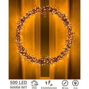 Kerstkrans - 500 LED - Ø59 cm - Warmwit - XL - Kersthanger - Lichtkrans - Kerstdecoratie - Kerstversiering - Kerst