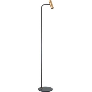 Trend Leeslamp 1 lichts h:132 cm zwart/goud mini koker - Modern - Highlight