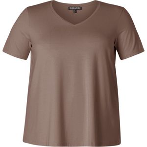 BASE LEVEL CURVY Alba T-Shirts - Dark Taupe - maat 4(54/56)