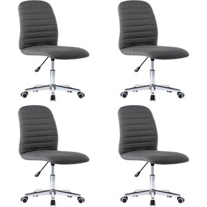 vidaXL Eetkamerstoelen - Set van 4 - Donkergrijs Eetkamerstoel - Verstelbare Stoel - Donkere Grijze Stoel - Stoffen Stoel - Houten Stoel - Metalen Onderstel - Hoge Stoel - Lage Stoel - Ergonomische Stoel