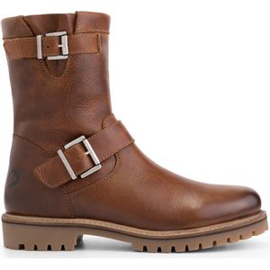 Travelin' Silkeborg Leren Heren laarzen - Wol gevoerde biker boots - Cognac Leer