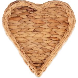 Hartmand dienblad in hartvorm gevlochten van zeegras - waterhyacint 26 cm - hartschaal