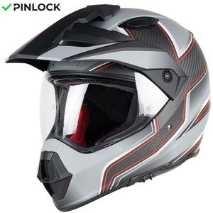 Motor Integraal Integraalhelm LADAK CARBON MAT 22.06 Koolstof Grijs/Rood XS van MOTOBLOUZ