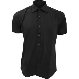 SOLS Heren Broadway Short Sleeve Fitted Work Shirt (Zwart)