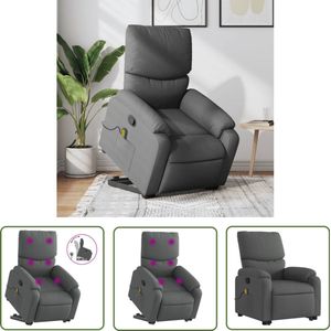 vidaXL Massageruimte - Stapstoel - Sta-op-massagestoel verstelbaar stof donkergrijs - Ergonomisch Design - Relaxfauteuil - Zittencomfort