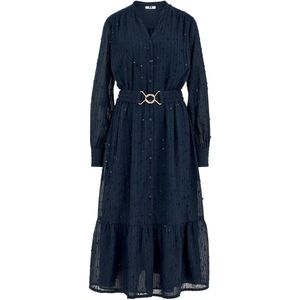 WE Fashion - Jurk - Donkerblauw - Maxi - Pofmouwen - Knoopsluiting