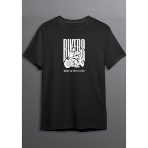 Motorshirt | Bikershirt | Zwart T-shirt | Witte opdruk | S | Opdruk 2