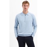 No Excess - Trui - Lichtblauw - Recht Model - Halve Rits