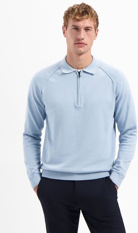 No Excess - Trui - Lichtblauw - Recht Model - Halve Rits